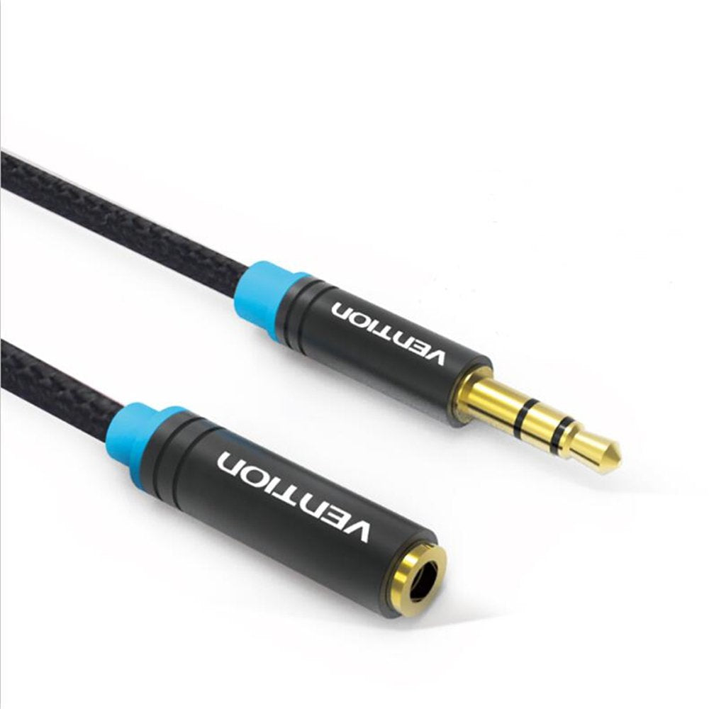 Audio Extension Cable (3m/10ft), Vention 3.5mm Stereo Male-to-Female Extension Cable, Cotton Braided, Black