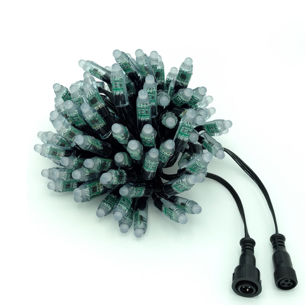 Visual Vibes String Lights, Black, 12V, WS2811, 4in spacing, 100ct, 13.5mm connector, IP68